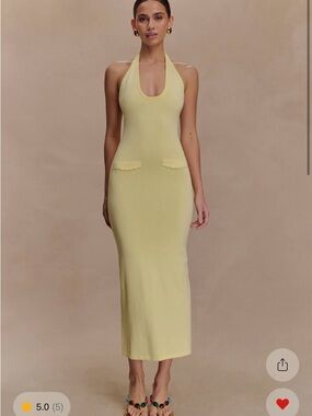 Meshki Ovina Pale Yellow Halter Maxi Dress